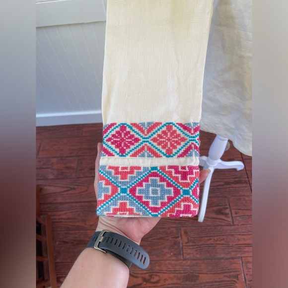 Tory Burch Mckenna Linen Embroidered Tunic in Ivory. - Picture 5 of 8